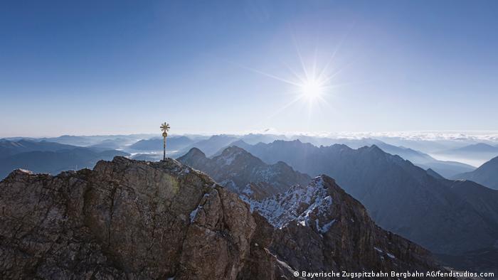 Germany, aerial view of the Zugspitze summit
