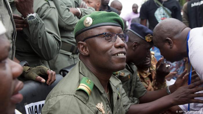 Malick Diaw smiles at a crowd of supporters in Bamako, Mali