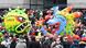 Carnival parade in Düsseldorf with floats representing a 'coronavirus' and a 'carnival virus' Carnival parade in Düsseldorf with floats representing a 'coronavirus' and a 'carnival virus'