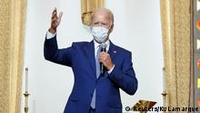 Democratic U.S. presidential nominee and former Vice President Joe Biden speakss to residents during a community meeting at Grace Lutheran Church after a week of unrest in the aftermath of the shooting of Jacob Blake, a Black man, by a white police officer in Kenosha, Wisconsin, U.S., September 3, 2020. REUTERS/Kevin Lamarque