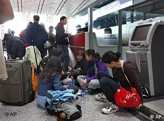 北京国际机场前往欧洲受阻的旅客