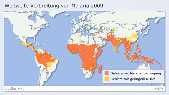 Verbreitung von Malaria (Karte: DW)