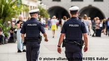 September 4, 2020, Munich, Bavaria, Germany: Two officers from the Munich Police patrol Marienplatz for assorted criminality as well as unsafe behavior that can transmit Coronavirus. (Credit Image: Â© Sachelle Babbar/ZUMA Wire |