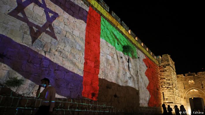 Steagurile Israelului, EAU si Bahreinului la Ierusalim