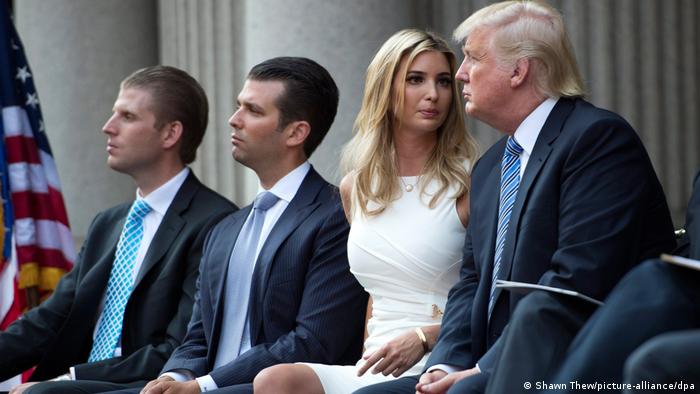Donald Trump with his children: Donald Jr., Eric and Ivanka