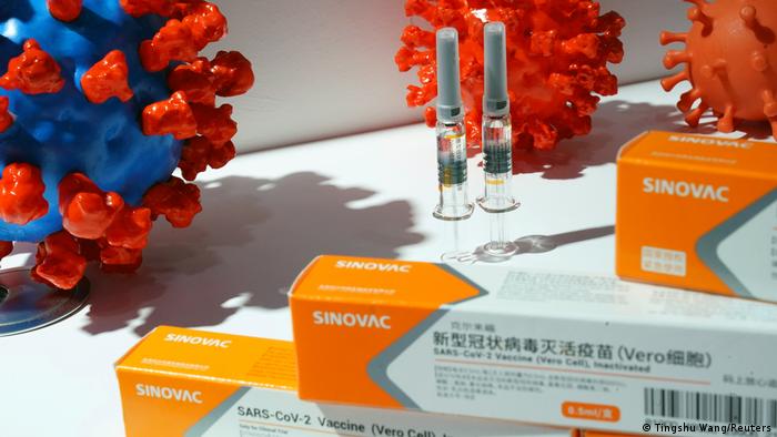 A booth displaying a coronavirus vaccine candidate from Sinovac Biotech Ltd is seen at the 2020 China International Fair for Trade in Services (CIFTIS), following the COVID-19