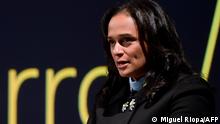 Angolan businesswoman Isabel dos Santos delivers a speech during the start of the new EFACEC Portuguese corporation's electric mobility industrial unit on February 5, 2018 in Maia. - Elder daughter of Angola's long reining President Jose Eduardo dos Santos, Isabel is, according to Forbe's magazine, the wealthiest woman in Africa. (Photo by MIGUEL RIOPA / AFP)