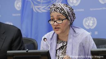 Amina J. Mohammed en avril 2019 lors d'une rencontre à New York. Amina J. Mohammed en avril 2019 lors d'une rencontre à New York.