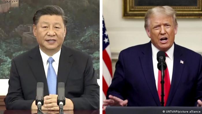 Bildkombo | 75. Sitzung UN-Generalversammlung | Rede Xi und Trump