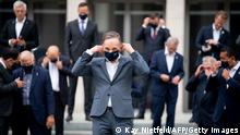 German Foreign Minister Heiko Maas wears a face mask as he arrives to pose for a family photo with the EU Foreign Ministers during an informal meeting at the Foreign Office in Berlin, on August 28, 2020. (Photo by Kay Nietfeld / POOL / AFP) (Photo by KAY NIETFELD/POOL/AFP via Getty Images)