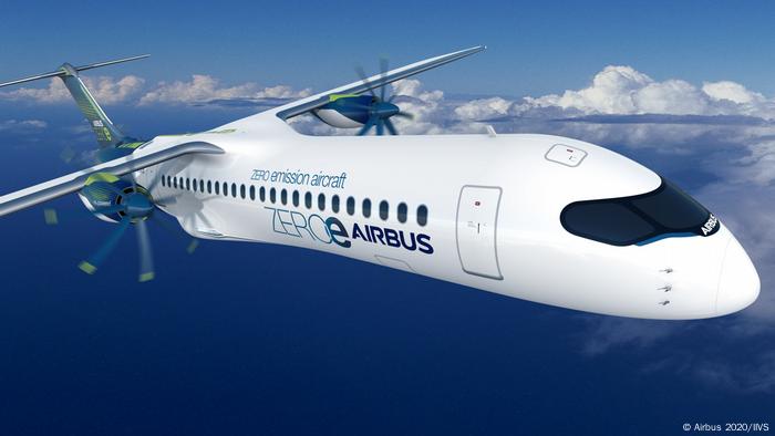 A computer simulation of Airbus's turboprop concept aircraft