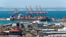 Cape Town docks. December 2019. An overview of Cape Town port and docks area looking to Table Bay harbour and the west coast. 65197_08_4414_077 