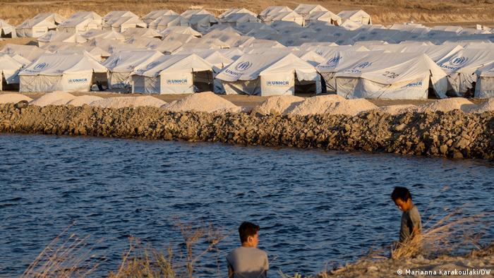Two boys at refugee camp Lesbos