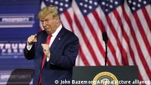 25.09.2020, USA, Atlanta: Donald Trump, Präsident der USA, gestikuliert während einer Wahlkampfveranstaltung. Foto: John Bazemore/AP/dpa +++ dpa-Bildfunk +++ |