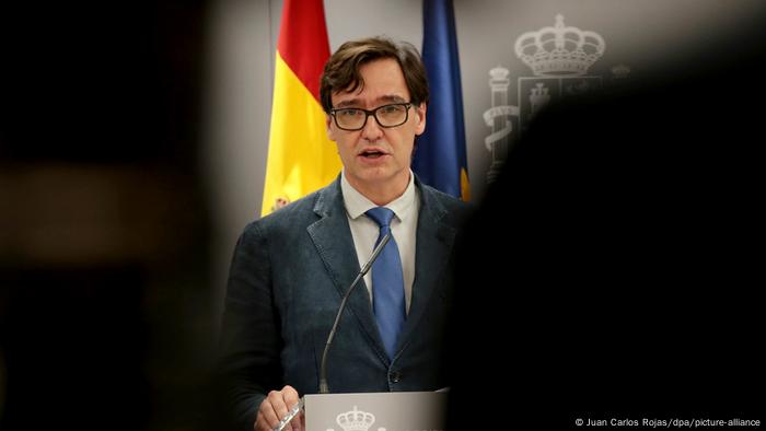 Salvador Illa, then Spanish health minister, announces anti-pandemic measures in 2020