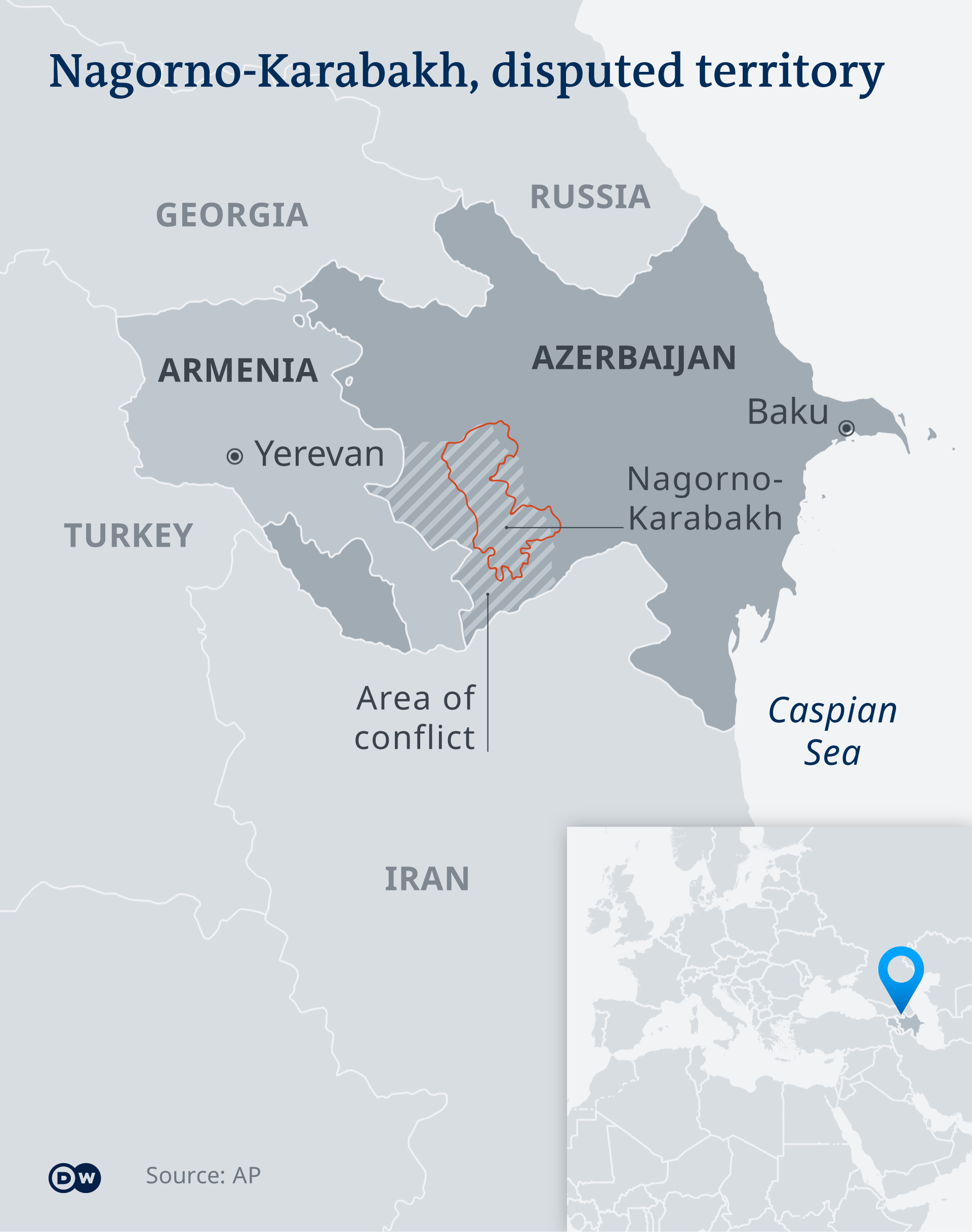 Karte Armenien Aserbaidschan Berg-Karabach EN