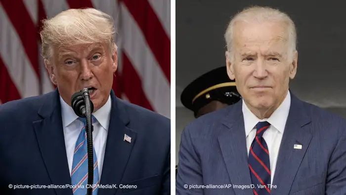 USA Bildkombo der amerikanischen Präsidentschaftskandidaten Biden und Trump