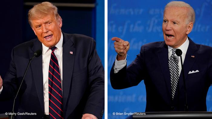 Kombobild Präsidentschaftswahlen TV Debatte Trump Biden