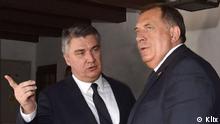 September 2020, Zagreb, Kroatien, das serbische Mitglied der Präsidentschaft Bosnien Herzegowinas und Vorsitzende der SNSD Milorad Dodik im Gespräch mit dem Präsidenten Kroatiens Zoran Milanovic // anbei die Fotos, die wir vom unseren Partner Klix übernommen haben. Datum: September 2020 // Redaktion: Jasmina Rose