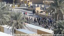 January 1, 2020, Baghdad, Iraq: Groups of violent protesters from the Iran-backed Kataib Hezbollah militia confront Iraqi security forces outside the U.S. Embassy Compound January 1, 2020 in Baghdad, Iraq. (Credit Image: Â© Maj. Charlie Dietz/Planetpix/Planet Pix via ZUMA Wire |