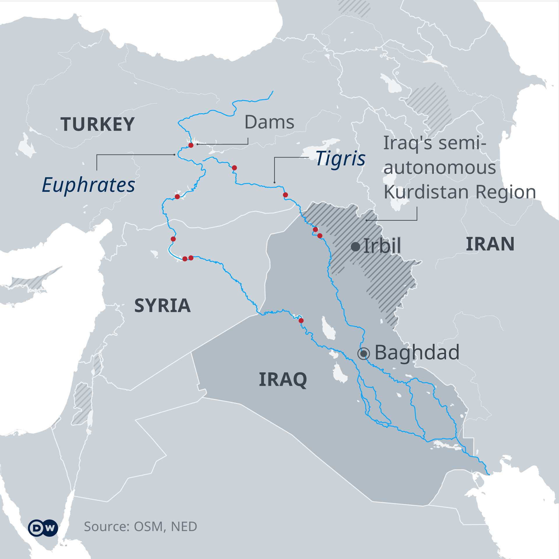 tigris and euphrates river world map