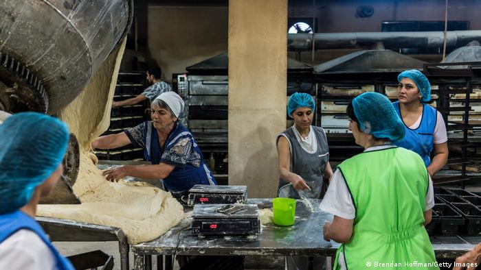 Workers at a bakery in Nagorno-Karabakh 