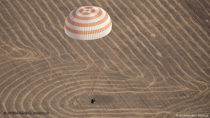 A Soyuz capsule lands in Kazakhstan with space tourist Guy Laliberté onboard