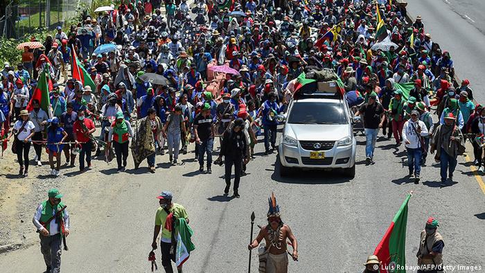 Foto de protesta indígena en Cali, Valle del Cauca