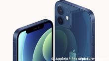This image provided by Apple shows one of the new iPhone 12 equipped with technology for use with faster new 5G wireless networks that Apple unveiled Tuesday, Oct. 13, 2020. (Apple via AP) |