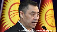 Candidate for the post of prime minister Sadyr Japarov speaks at an extraordinary session of the Kyrgyz Parliament at the Ala-Archa state residence in Bishkek on October 10, 2020. (Photo by VYACHESLAV OSELEDKO / AFP) (Photo by VYACHESLAV OSELEDKO/AFP via Getty Images)