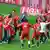 Munich players celebrating after one of Mueller's three goals