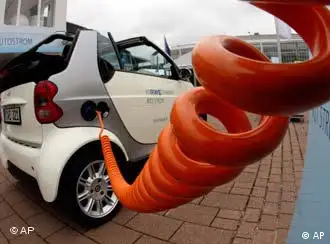 A car with a power cable coming out of it