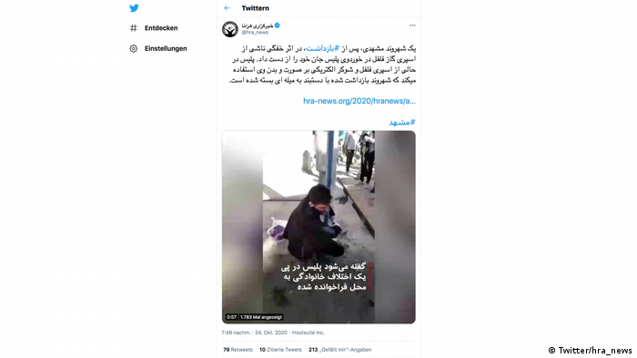 Screenshot Twitter | Mehrdad Sepehri von Polizei gefoltert (Twitter/hra_news)