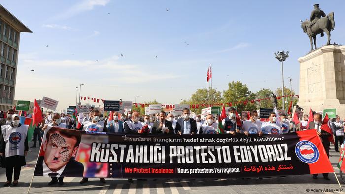 Protesters marched in Ankara against Macron (Adem Altan/AFP)