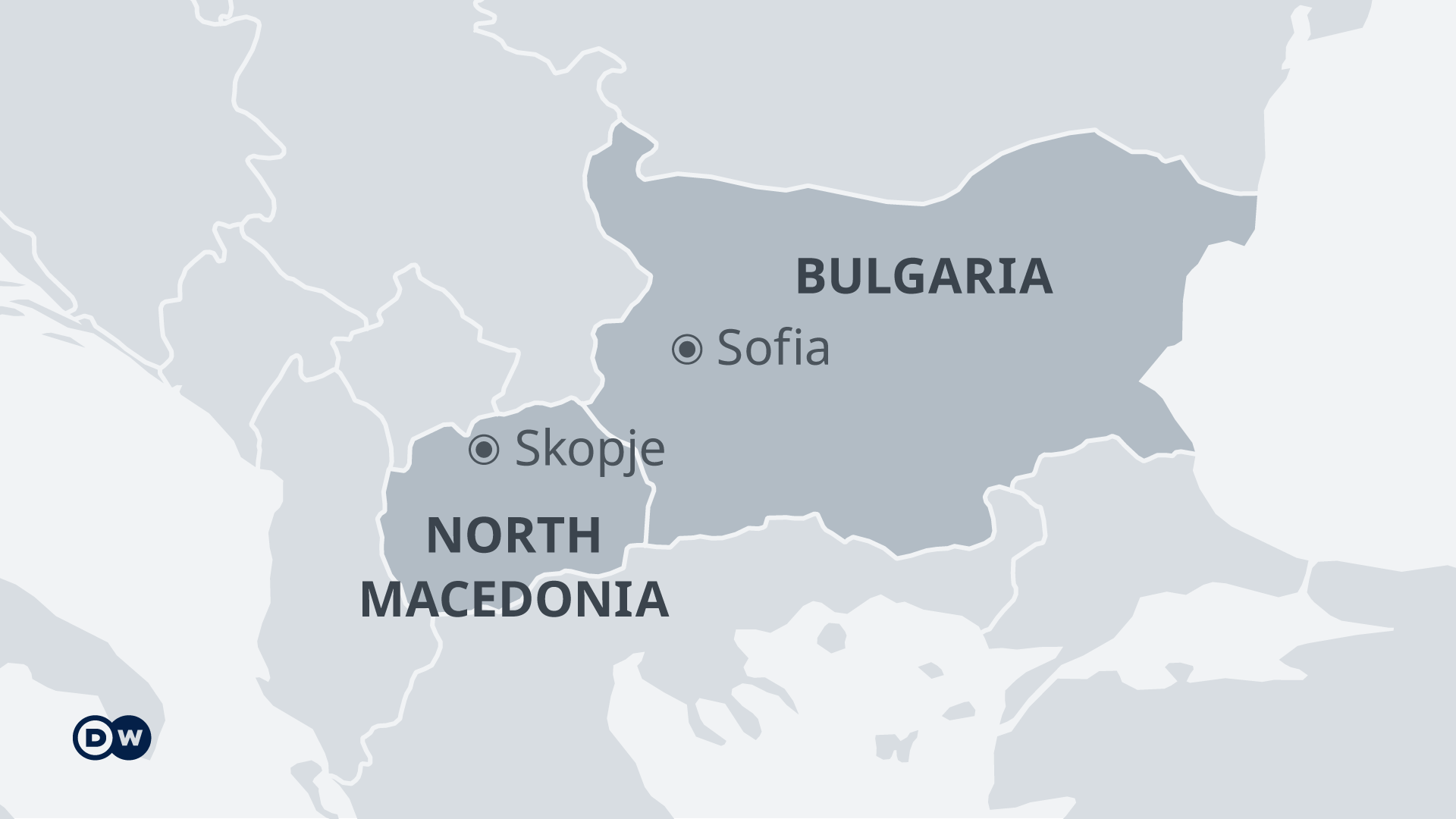 Infografik Karte Nordmazedonien und Bulgarien EN