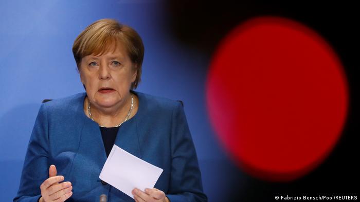 German Chancellor Angela Merkel speaks during a news conference at the Chancellery in Berlin