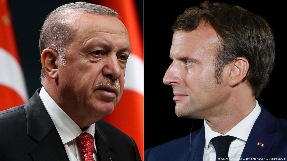 Kombobild Präsident Recep Tayyip Erdogan und Emmanuel Macron
