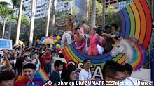 October 31, 2020, Taipei, Taiwan: People seen dancing on a rainbow decorated vehicle during the 2020 Taiwan pride parade..More than 130,000 marched in Taipei on Saturday for one of the world's largest LGBT pride parades, in celebration of the island's 18th annual pride parade and its successful handling of the COVID-19 pandemic. (Credit Image: © Hsiuwen Liu/SOPA Images via ZUMA Wire |