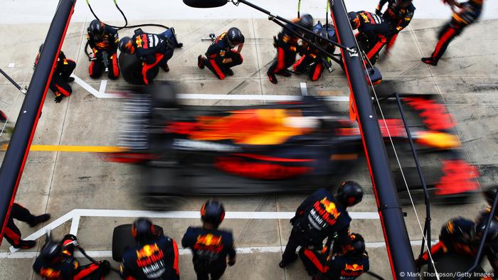 Max Verstappen boxes at Imola