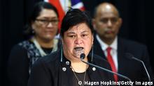 WELLINGTON, NEW ZEALAND - NOVEMBER 02: Newly appointed Minister of Foreign Affairs Nanaia Mahuta speaks during a Labour press conference at Parliament on November 02, 2020 in Wellington, New Zealand. Labour's Jacinda Ardern claimed a second term as prime minister after claiming a majority in the 2020 New Zealand General Election on Saturday 17 October, claiming 64 seats. (Photo by Hagen Hopkins/Getty Images)