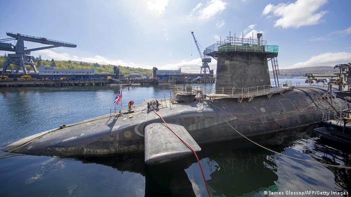 One of the UK's Trident nuclear submarines at HM Naval Base Clyd, Faslane in Scotland