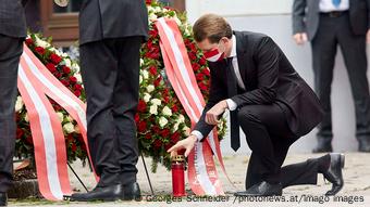 Austrian Chancellor lays a wreath at the scene of the terrorist attack in Vienna