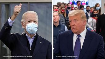 Джо Байден в маске и Дональд Трамп (коллаж)
