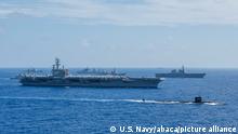 Handout file photo dated June 14, 2017 of ships from the Indian Navy, Japan Maritime Self-Defense Force (JMSDF) and the U.S. Navy sail in formation during Malabar 2018. Australia will join India, the United States and Japan in next month's Malabar naval exercises in the Indian Ocean, in a move that is expected to strengthen the military relationship between the four democracies amid increased tensions with China. Conducted annually since 1992, the maneuvers have grown in size and complexity in recent years to address what the US Navy has previously described as a variety of shared threats to maritime security in the Indo-Asia Pacific. U.S. Navy photo by Mass Communication Specialist 3rd Class Erwin Jacob V. Miciano via ABACAPRESS.COM |
