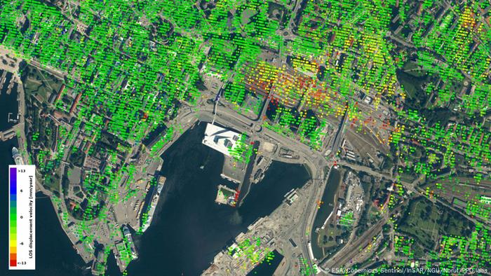 Sentinel-1 data shows land surface shifts