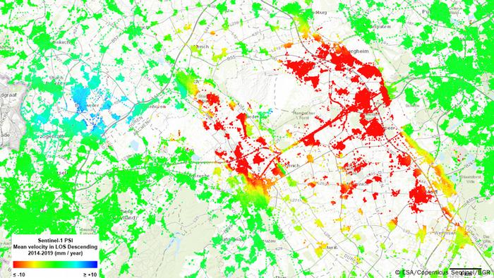 Sentinel-1 data shows land surface shifts