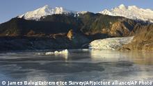In this photo provided by James Balog/Extreme Ice Survey, the Mendenhall glacier outside of Juneau, Alaska in 2015. Over the past decade or so scientists and photographers keep returning to the world’s glaciers, watching them shrink with each visit. Now they want other people to see what haunts them in a series of before and after photos. (James Balog/Extreme Ice Survey via AP) |