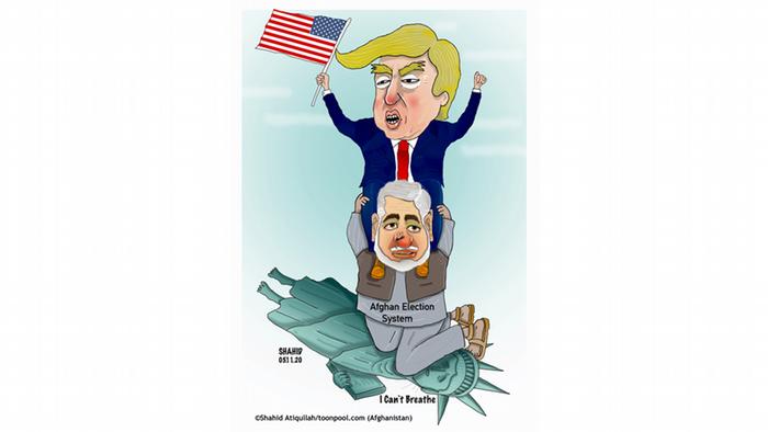 Patung Liberty terbaring dengan leher ditekan lutut seperti yang dialami George Floyd. Cartoon Toonpool | Trump vs Biden | ENG