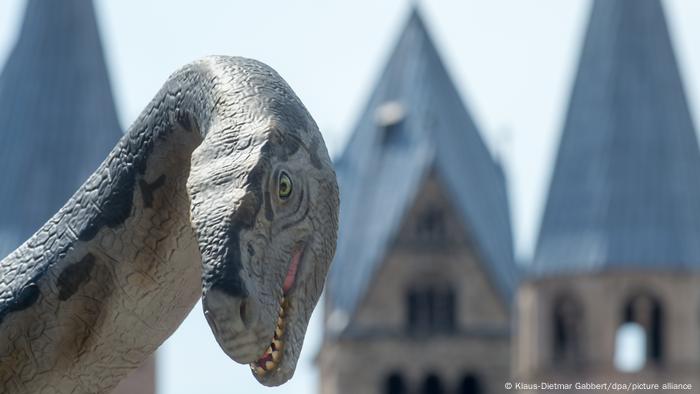 A model of a Plateosaurus can be found in Halberstadt, Germany in 2018