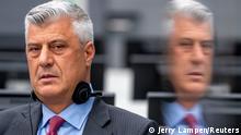 9.11.2020***Former Kosovo President Hashim Thaci, who resigned and was taken into custody of a war crimes tribunal, appears for the first time before the Kosovo Specialist Chambers in The Hague, Netherlands November 9, 2020. Jerry Lampen/Pool via REUTERS